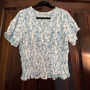 Paper Crane blue and white floral blouse